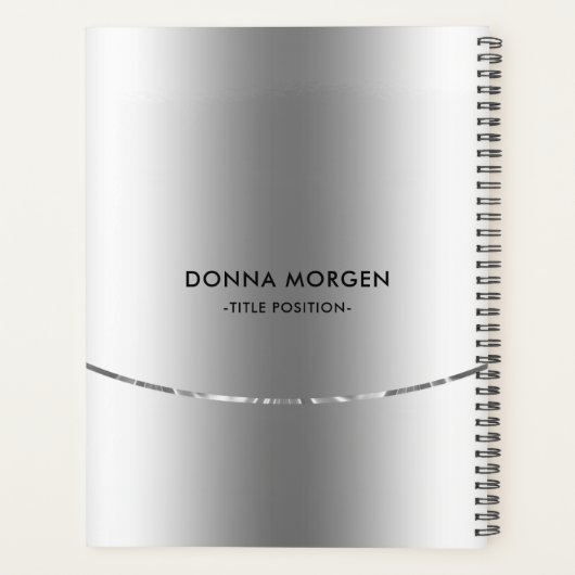 Moderne kleine zilveren Stripes Planner (Achterkant)