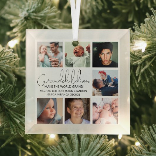 Moderne kleinkinderen Foto Collage Glass Ornament (Insitu)