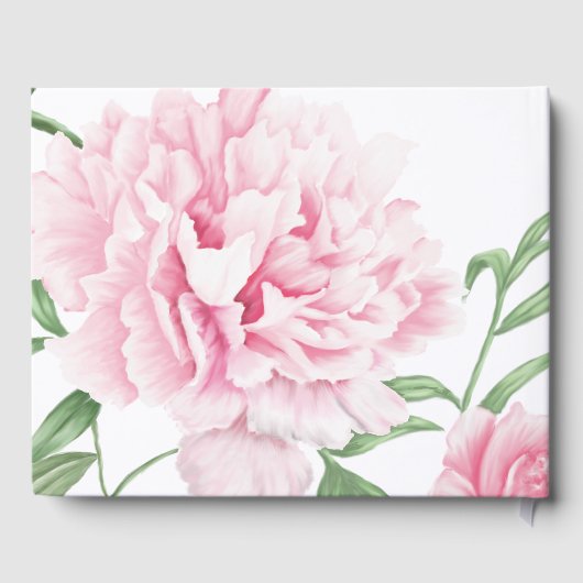Moderne kleur Blok Roze Pioen Bloemen Bruiloft Gastenboek (Achterkant)