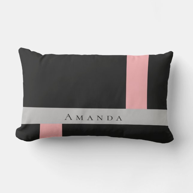 Moderne kleur Blok zwarte grijze koraalnaam buiten Buitenkussen (Voorkant)