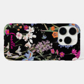 Moderne Kleur Botanische Bloemen Patroon Zwart Cus Case-Mate iPhone Case (Achterkant (horizontaal))