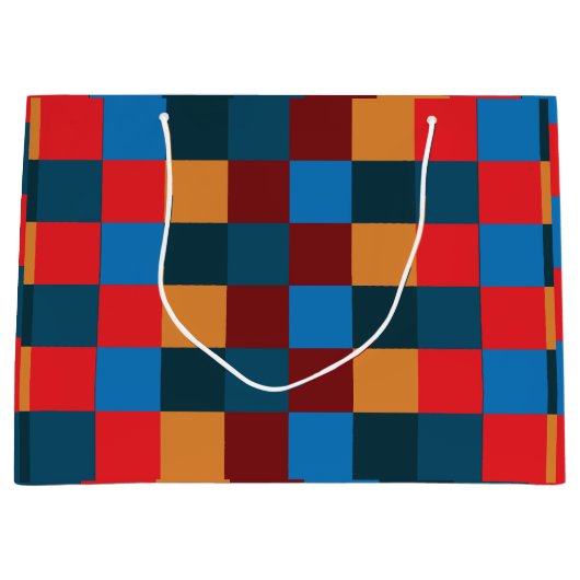 Moderne kleur geruit schaakbord groot cadeauzakje (Voorkant)