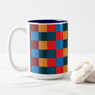 Moderne kleur geruit schaakbord tweekleurige koffiemok
