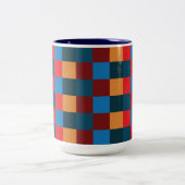 Moderne kleur geruit schaakbord tweekleurige koffiemok (Center)