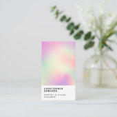 Moderne kleur holografische gradiënt wit minimalis visitekaartje (Staand voorkant)