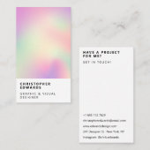 Moderne kleur holografische gradiënt wit minimalis visitekaartje (Voorkant / Achterkant)