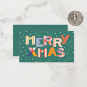MODERNE KLEUR POP MERRY XMAS NOTITIEKAARTJE (Voorkant / Achterkant in situ)
