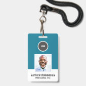 Moderne Kleur Ronde Logo Werknemer Naam Barcode Badge (Voorkant met koord)