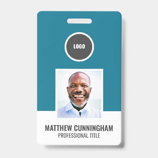 Moderne Kleur Ronde Logo Werknemer Naam Barcode Badge (Voorkant)