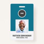 Moderne Kleur Ronde Logo Werknemer Naam Barcode Badge (Voorkant)