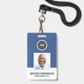 Moderne Kleur Ronde Logo Werknemer Naam Barcode Badge (Voorkant met koord)