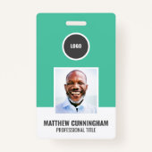 Moderne Kleur Ronde Logo Werknemer Naam Barcode Badge (Voorkant)