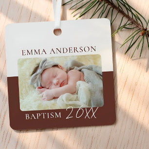 Moderne Kleurblok Aangepaste Baby Doop Foto Metalen Ornament