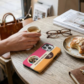 Moderne Kleurblok Aangepaste Foto Monogram & Naam iPhone Hoesje