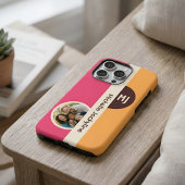Moderne Kleurblok Aangepaste Foto Monogram & Naam iPhone Hoesje