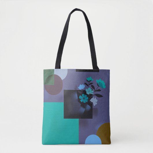 Moderne Kleurblok Bloem Tote Tas (Voorkant)