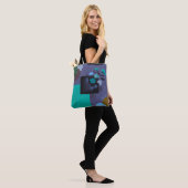 Moderne Kleurblok Bloem Tote Tas (Op model)