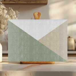 Moderne Kleurblok Driehoeken Saliegroen Beige Snijplank