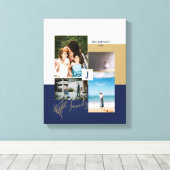 Moderne Kleurblok Familie Fotocollage Canvas Pri Afdruk (Insitu (Houten vloer))
