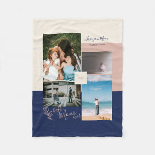 Moderne Kleurblok Fotocollage voor Moeder Fleece Deken