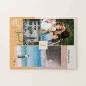 Moderne Kleurblok Gezinsfotocollagepuzzels Legpuzzel (Horizontaal)