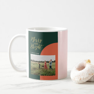 Moderne Kleurblok Kerstvakantie Foto Koffiemok