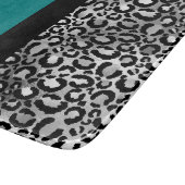 Moderne Kleurblok Luipaardprint Turquoise Zilver Z Snijplank (Hoek)