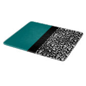 Moderne Kleurblok Luipaardprint Turquoise Zilver Z Snijplank (Hoek)