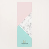 Moderne kleurblok marmeren monogram yogamat (Achterkant)