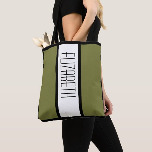 Moderne Kleurblok met gepersonaliseerd initiaal gr Tote Bag (Dichtbij)