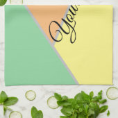 Moderne Kleurblok Pastel Mint & Perzik Aangepaste  Theedoek (Gevouwen)