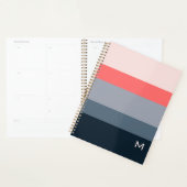 Moderne Kleurblok Roze Grijs Aangepast Monogram Planner (Display)