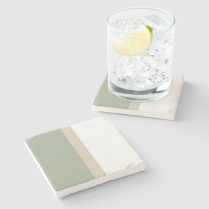 Moderne kleurblok sagegroene beige witte stenen onderzetter