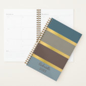 Moderne kleurblokken in blauw en bruin met naam planner (Display)
