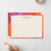 Moderne kleurblokrand gepersonaliseerde scriptnaam notitiekaartje (Voorkant / Achterkant in situ)