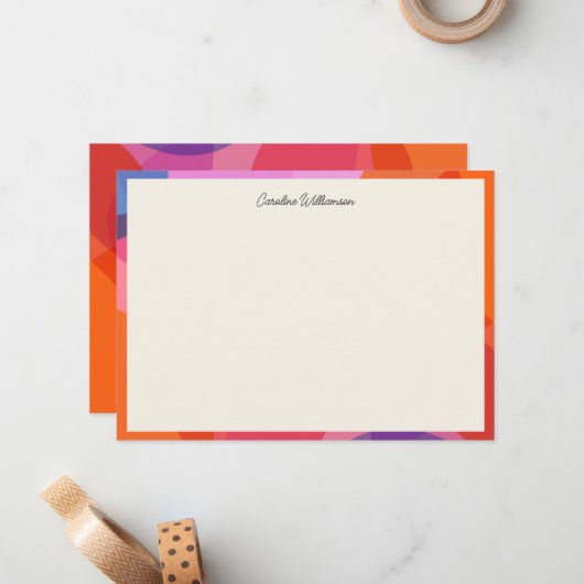 Moderne kleurblokrand gepersonaliseerde scriptnaam notitiekaartje (Voorkant / Achterkant in situ)