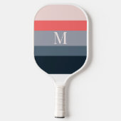 Moderne kleurblokstrepen met monogram pickleball paddle (Achterkant)