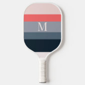 Moderne kleurblokstrepen met monogram pickleball paddle (Voorkant)