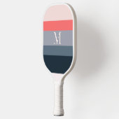 Moderne kleurblokstrepen met monogram pickleball paddle (Links)