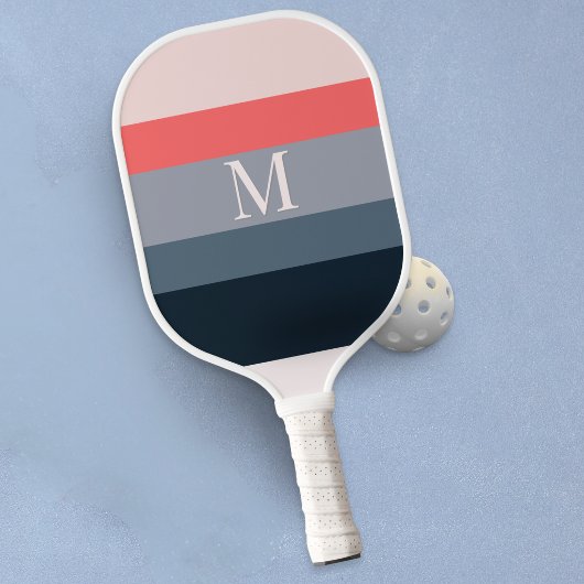 Moderne kleurblokstrepen met monogram pickleball paddle