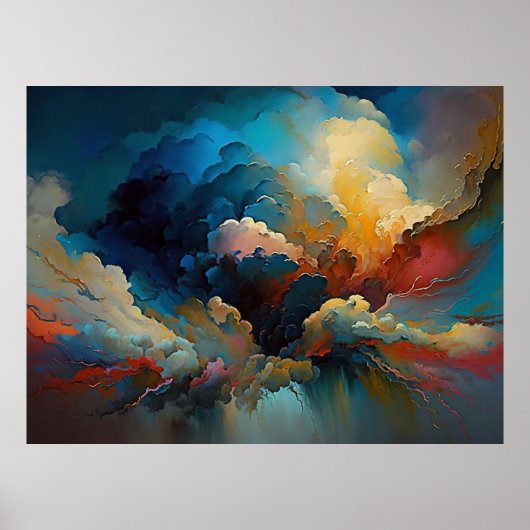 Moderne kleuren - Abstracte kleuren - Rode blauwe  Poster (Voorkant)