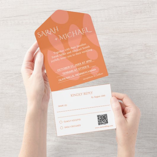 Moderne Kleuren Collage Bruiloft All In One Uitnodiging (Afscheurbaar)