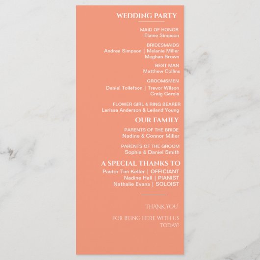 Moderne Kleuren Collage Bruiloft Programmakaart (Achterkant)