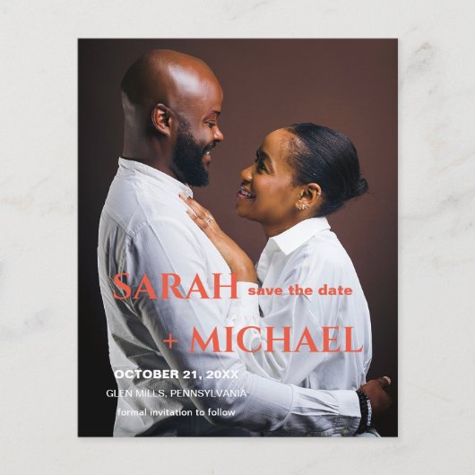 Moderne Kleuren Collage Budget Save The Date Flyer (Voorkant)