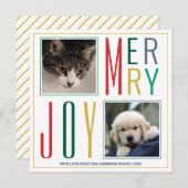 Moderne  kleuren Eenvoudige Multi Photo Collage Feestdagenkaart (Voorkant / Achterkant)