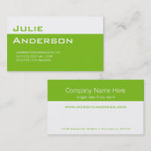 Moderne kleuren Lime Green & White Visitekaartje 1 (Voorkant / Achterkant)