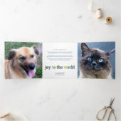 Moderne kleuren Retro Christmas 4 Foto Drieluik Wenskaart (Binnen)