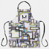 Moderne kleuren Vierkant Geometrisch Monogram Aang Schort (Voorkant)