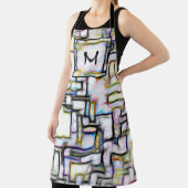 Moderne kleuren Vierkant Geometrisch Monogram Aang Schort (Insitu)