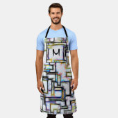 Moderne kleuren Vierkant Geometrisch Monogram Aang Schort (Gedragen)